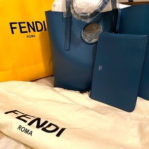 FENDI ROMA Blue Tote. NEVER been used